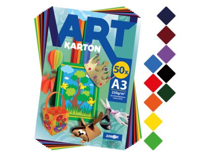 Zložka farebného papiera - výkres ART CARTON RIS A3 250g (50 ks) mix 10 farieb/x5