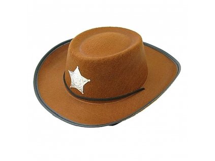 Kovbojský klobúk s hviezdou, hnedý, veľkosť S