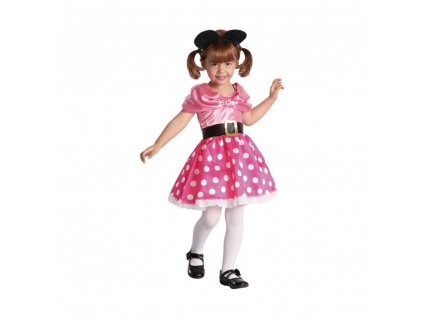 Detský kostým Ružová Myška (šaty a čelenka), veľkosť 92/104 cm