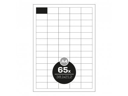 Etikety PRINT A4/1000 ks, 38,1x21,2 - 65 etikiet, biele