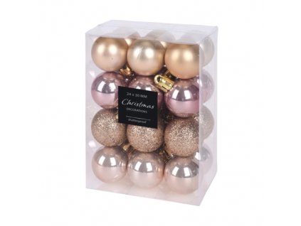 Vianočné gule - sada 24 ks perleťové, priem. 30 mm, mix matná/lesklá