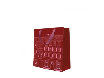 Darčeková taška PAW premium Christmas tenements red, stredná 20x10x25 cm