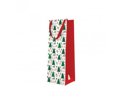 Darčeková taška PAW Christmas Hustle, fľaša 12x10x37 cm