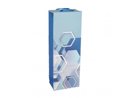 Darčeková taška Bag box na fľašu - modrá (12,5x8,3x34,5 cm)