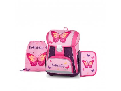 Školská taška (3-dielny set) PREMIUM - Motýľ