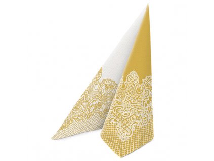 Obrúsky PAW AIRLAID 40x40 cm - Reverse Royal Lace gold-white