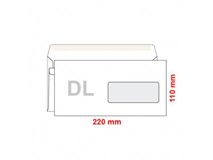 Obálka DL 110x220 mm samolepiaca, s okienkom, 100 ks
