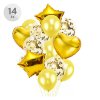 Balóny - Party, sada 14 ks, 10 ks/30 cm, 4 ks/45 cm, zlatá