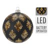 Vianočná guľa 15 cm s LED svetlom, farba čierna-matná