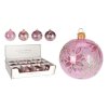 Vianočná sklenená guľa 8 cm - ručne fúkaná, ružová v 4 dizajnoch