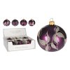 Vianočná sklenená guľa 10 cm - ručne fúkaná, fialová v 4 dizajnoch