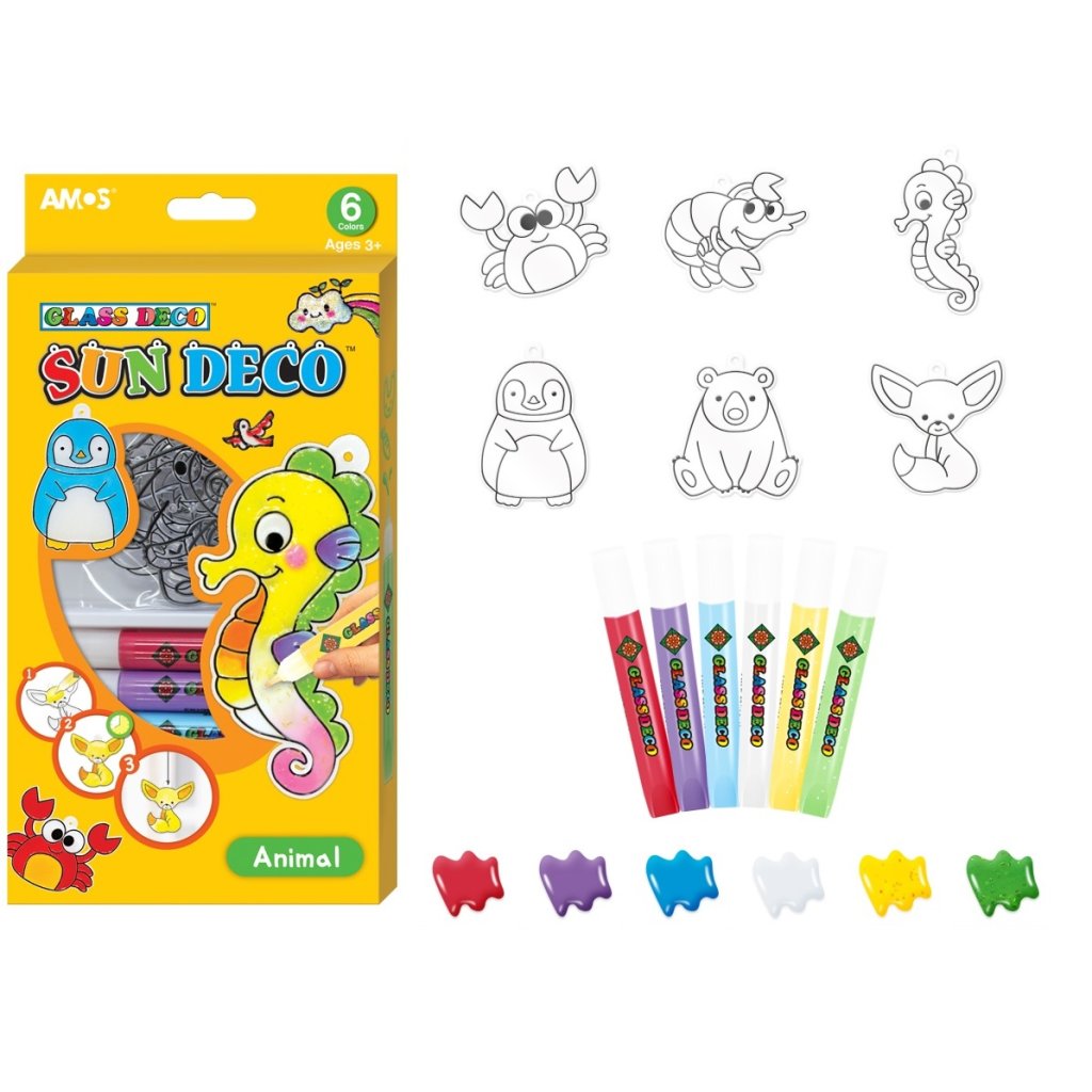 Barvy na sklo sada 6 barev 10,5ml + 6 sklíček ANIMAL (SD10P6-A)