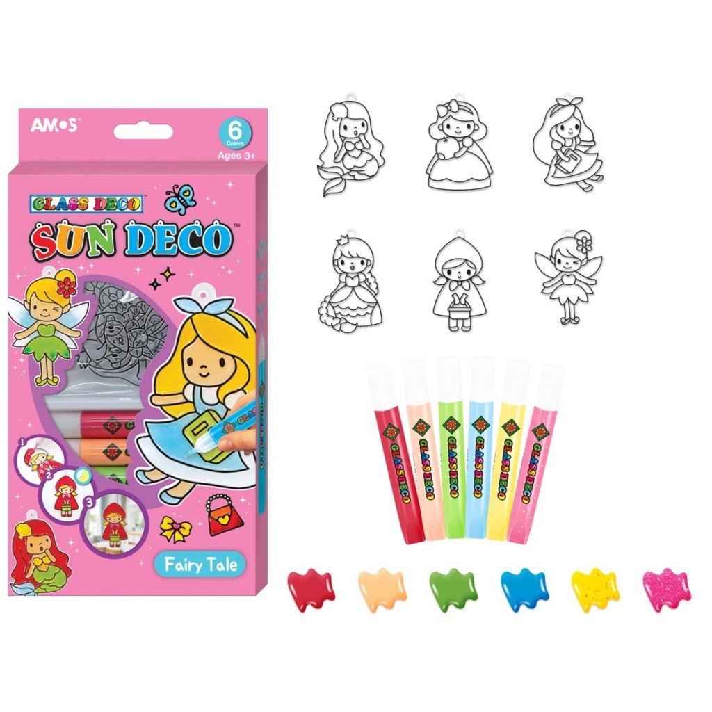 Barvy na sklo sada 6 barev 10,5ml + 6 sklíček POHÁDKA (SD10P6-F)