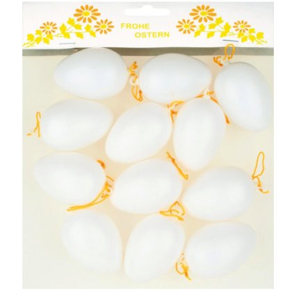 13337 vajicka bila plastova na zaveseni 6cm 12ks