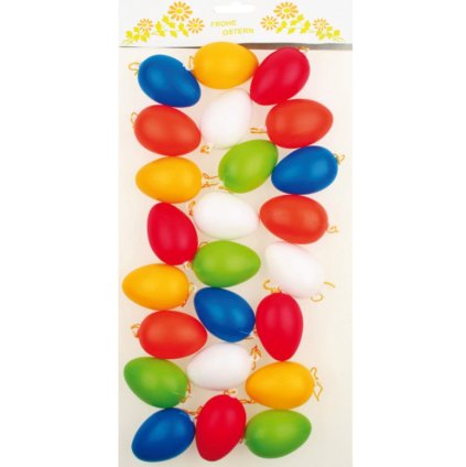 13343 vajicka barevna plastova na zaveseni 6cm 24ks