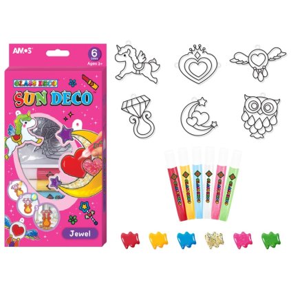 Barvy na sklo sada 6 barev 10,5ml + 6 sklíček JEDNOROŽEC (SD10P6-J)