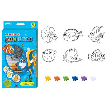 Barvy na sklo sada 6 barev 10,5ml + 6 sklíček MOŘSKÉ RYBY