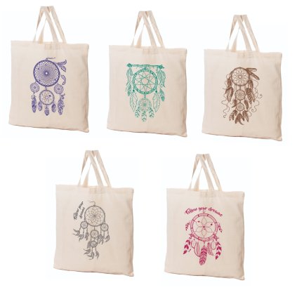 Taška bavlněná LAPAČ SNŮ 38x42cm, krátké rukojeti