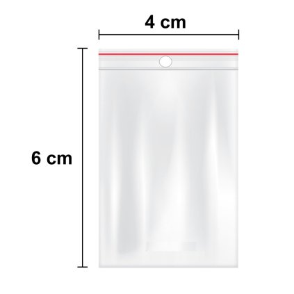 Sáčky rychlouzavírací 4x6cm/100ks s dírkou