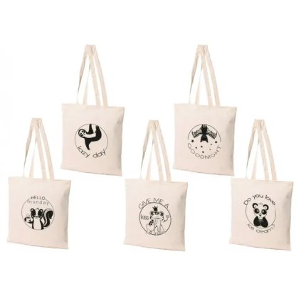 Taška bavlněná ZVÍŘATA 38x42cm, dlouhé rukojeti