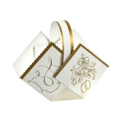 Svatební košíček potisk RŮŽE, PRSTÝNKY