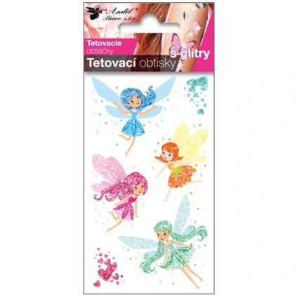 Tetovací obtisky barevné víly s glitry