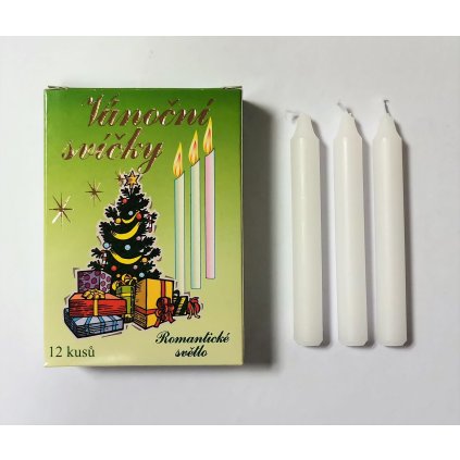 Svíčka bílá vánoční/lampionová, 12ks