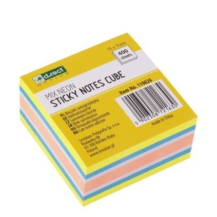 Bloček samolepící NEON 75x75mm 400 listů d.rect