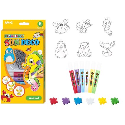 Barvy na sklo sada 6 barev 10,5ml + 6 sklíček ANIMAL (SD10P6-A)