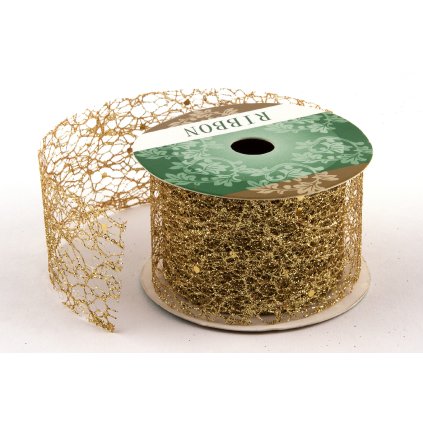 Stuha ZLATÁ fibre třpyt 4cm x 4,6m