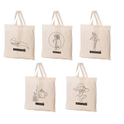 Taška bavlněná UMĚLECKÉ VZORY 38x42cm, krátké rukojeti