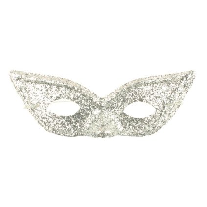 Škraboška s glitry, stříbrná