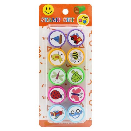 Razítko zvířata a dopravní prostředy, sada 10ks