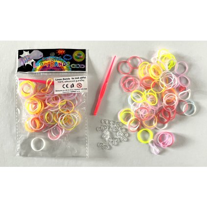 Zaplétací gumičky ve tmě zářící, 100ks + příslušenství