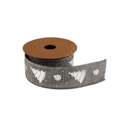 Stuha jutová vánoční stromek 4cm x 5m šedá/stříbrná AJ1739 č. 20