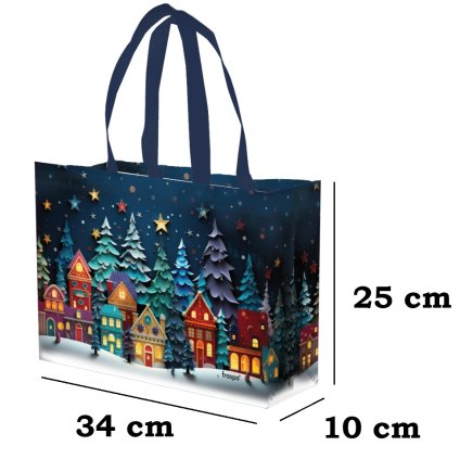 Taška Zimní vesnička 34x25x10cm PP