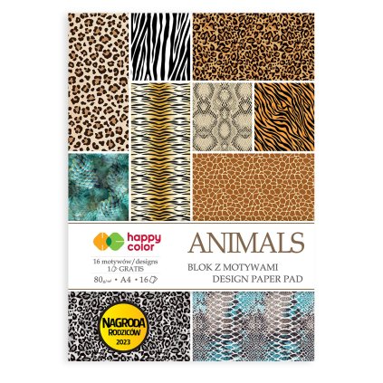 Papír dekorační A4 ANIMALS v bloku, 80g/m2