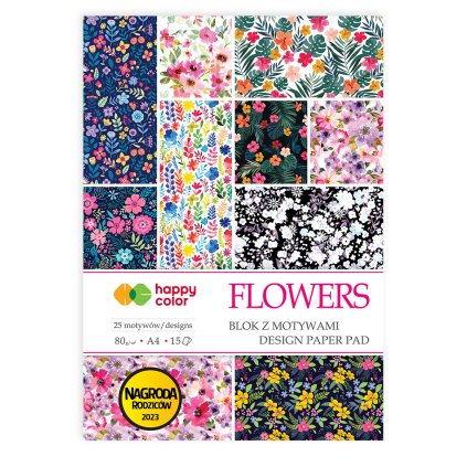 Papír dekorační A4 FLOWERS v bloku, 80g/m2
