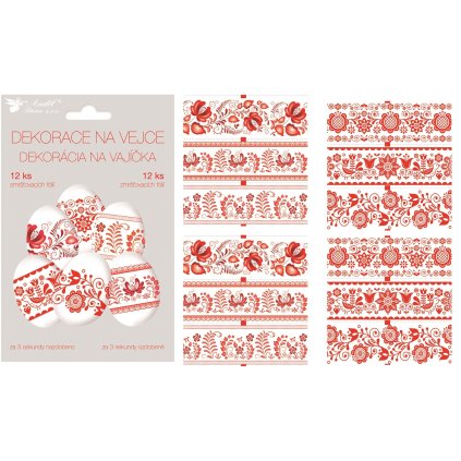 Košilky na vajíčka červený motiv, sada 12ks