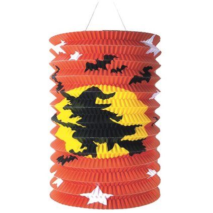 Lampion - karnevalová dekorace válec 15cm čarodějka