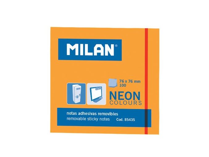 6223 blocek samolepici 76x76mm neon oranzovy milan