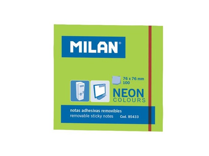 6229 blocek samolepici 76x76mm neon zeleny milan