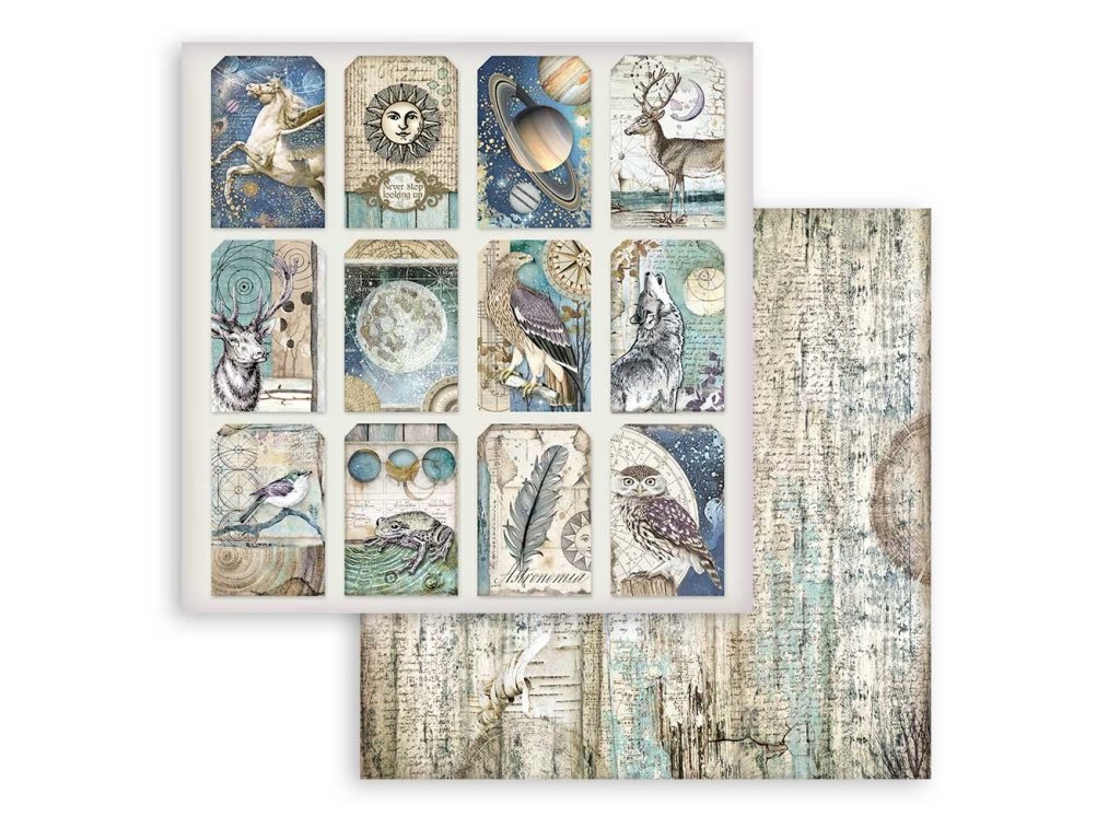 stamperia cosmos infinity tag 12x12 inch paper she