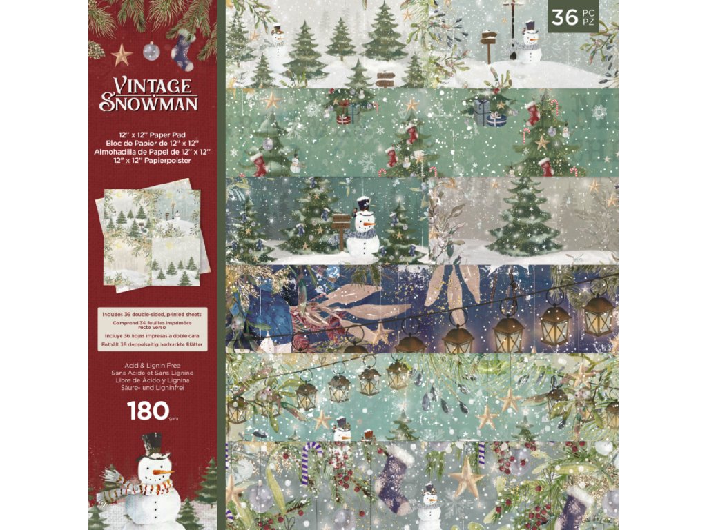 crafters companion vintage snowman 12x12 inch pape