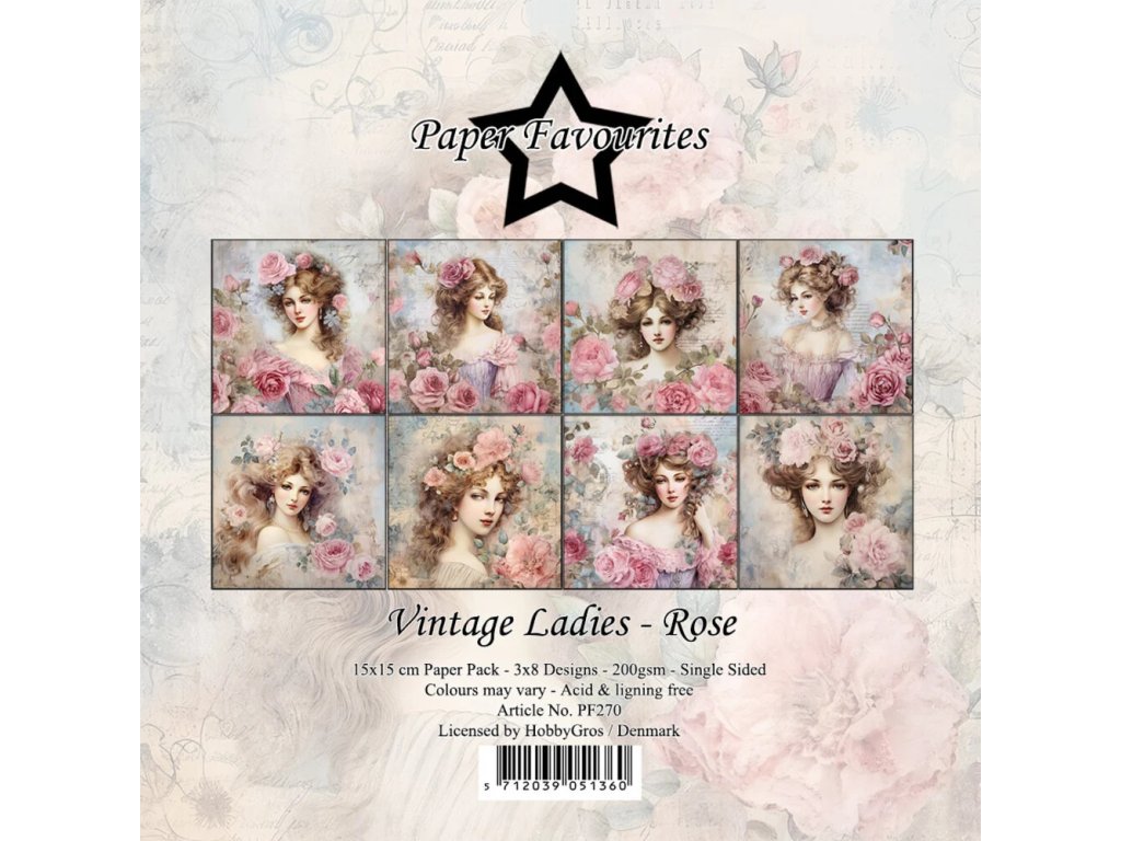 paper favourites vintage ladies rose 6x6 inch pape