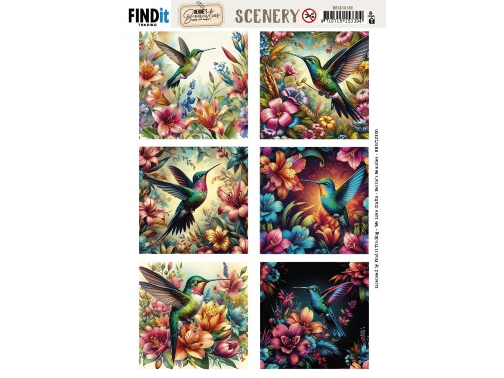 BBSC10100 Berries Beauties Scenery Vintage Hummingbirds Square 700x991