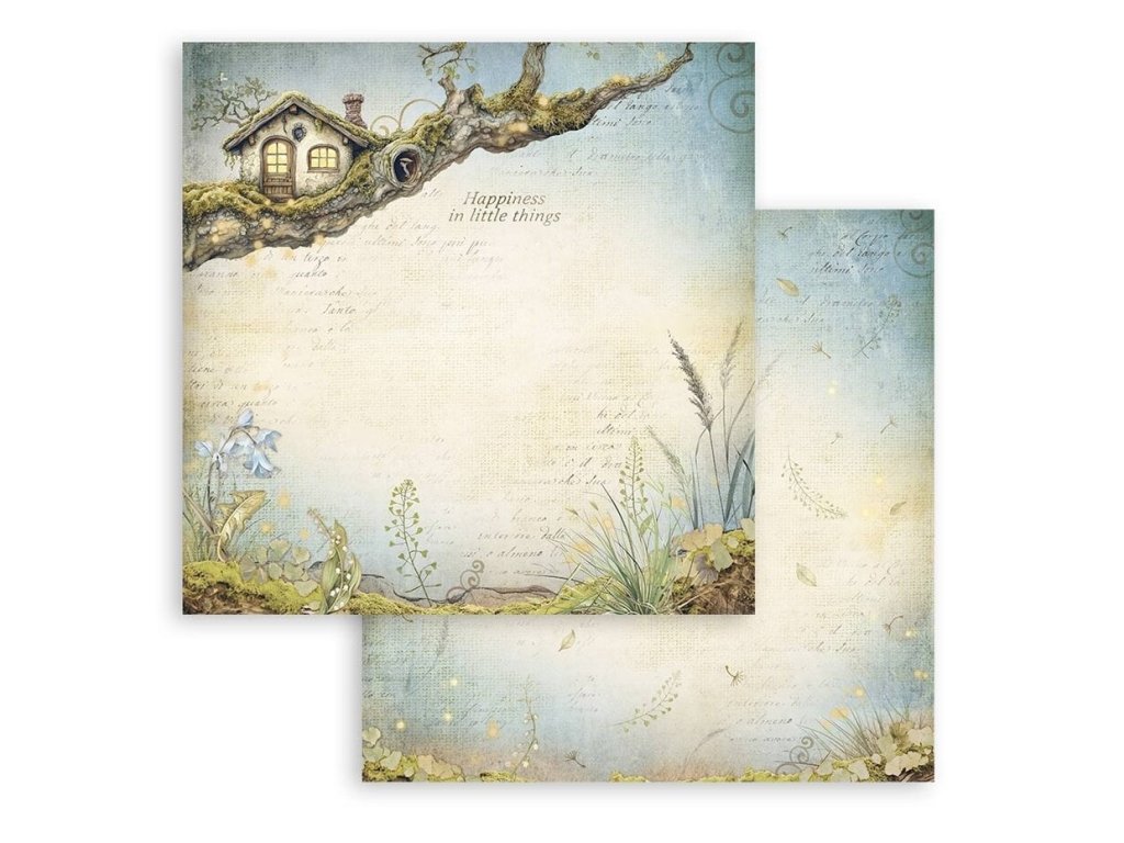 SBB1057 Stamperia Hidden Grove 12x12 Paper Sheets Tags 3er Set