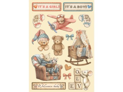 stamperia baby a6 colored wooden shape klsp193