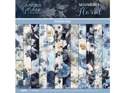 crafters companion midnight floral 12x12 inch pape