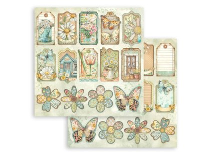 stamperia daisy art 12x12 inch paper sheet tags 10 35 11zon